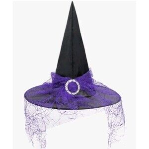 Lace Toddler Kids Witch Hat Foldable Halloween Costume Hat with Veil for...
